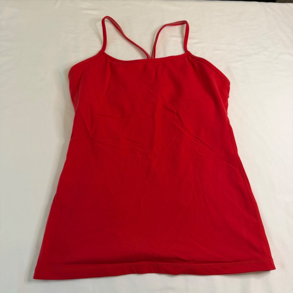 Lululemon Power Y Tank Top Red Built In Bra Yoga Camisole Size 8 Activewear Gym